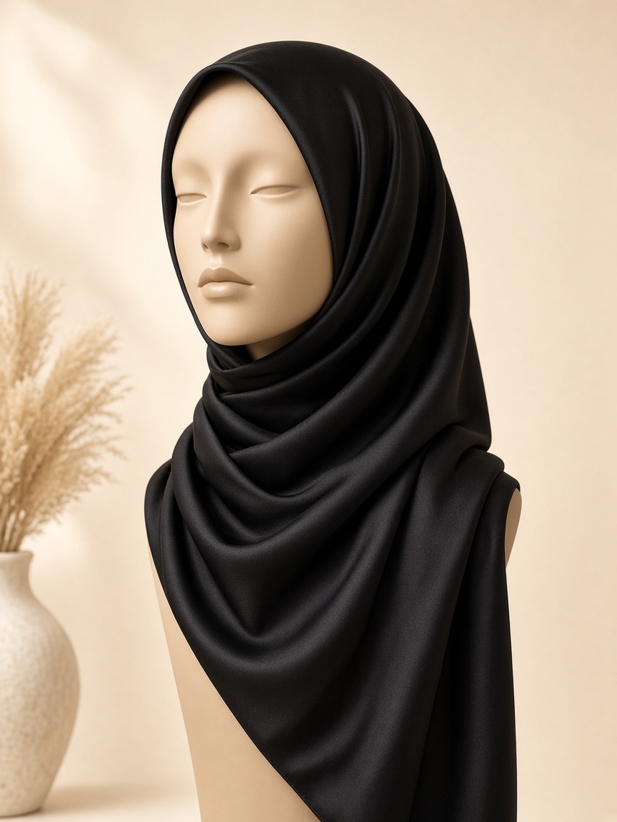 طرحة حرير سوداء